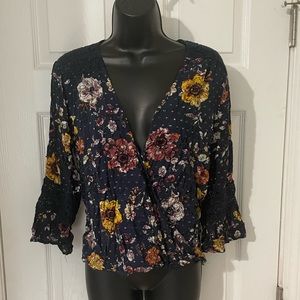 Navy Floral Top